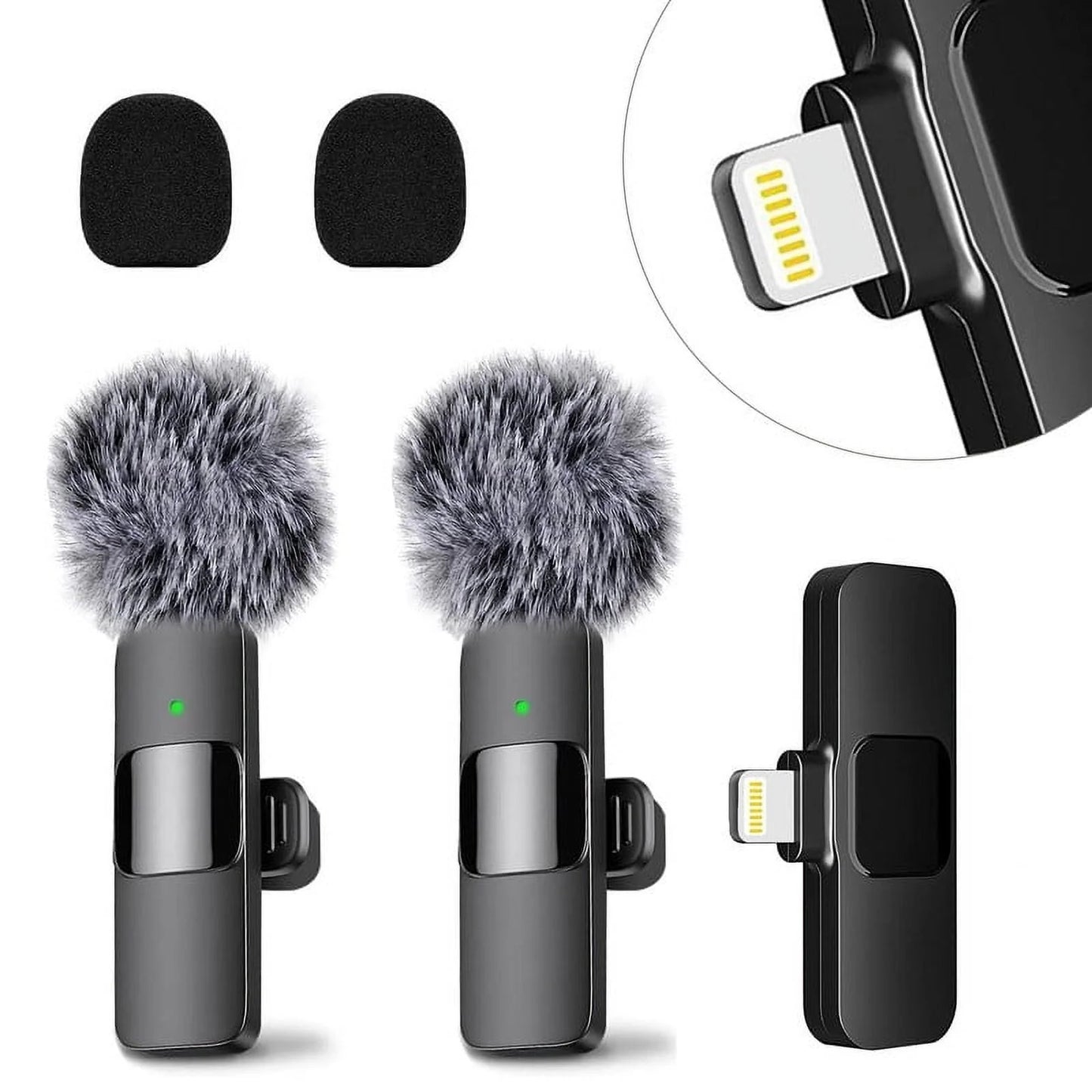 Wireless Lavalier Microphones with Noise Cancellation - 2 Mini Mics for Youtube Podcast Interview Vlog Livestreaming