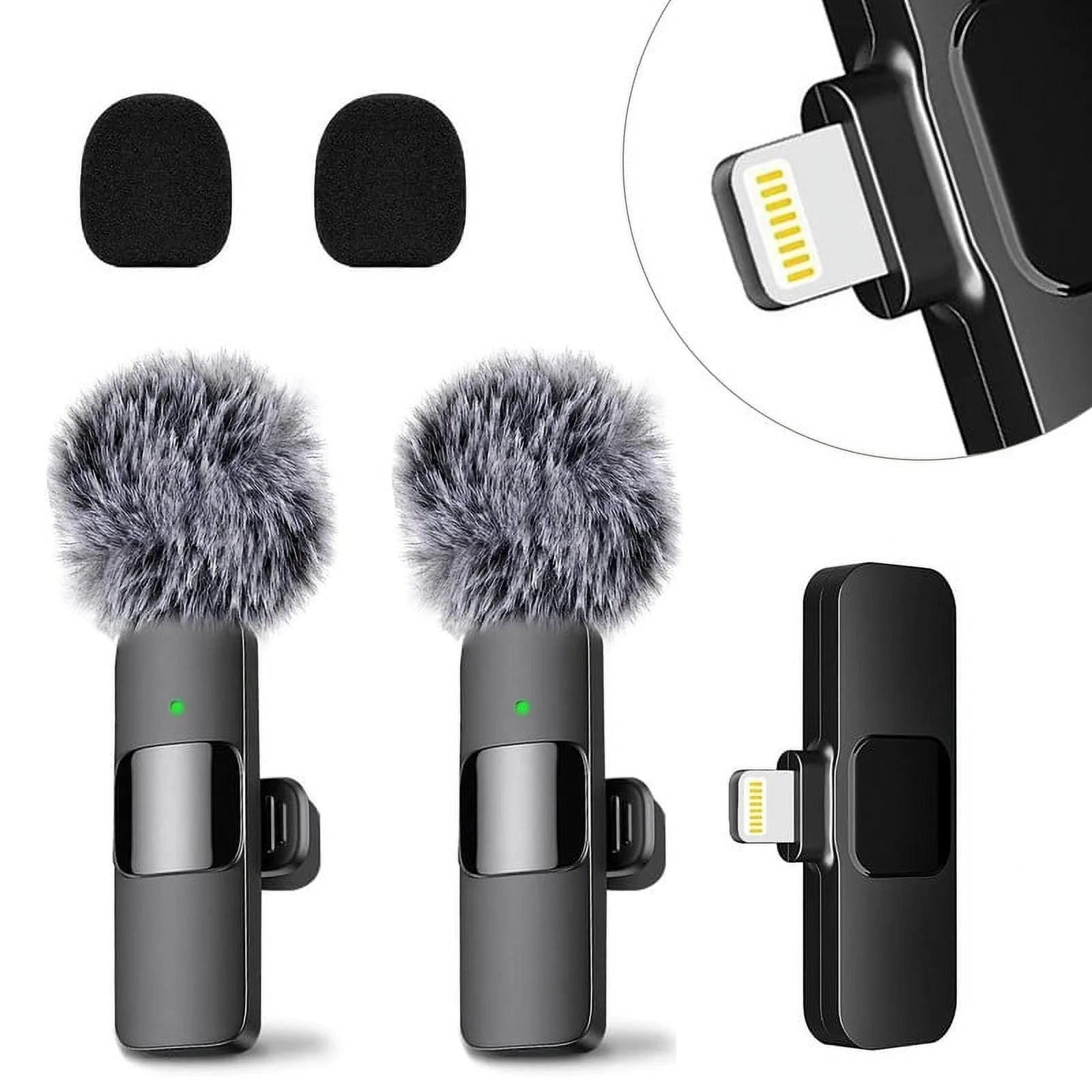Wireless Lavalier Microphones with Noise Cancellation - 2 Mini Mics for Youtube Podcast Interview Vlog Livestreaming