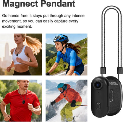 4K Mini Thumb Action Camera 64G Waterproof Magnetic Sport Camera with Helmet Bike Mount, Vlog Camera for Cycling Motorcycle Swimming（Black）