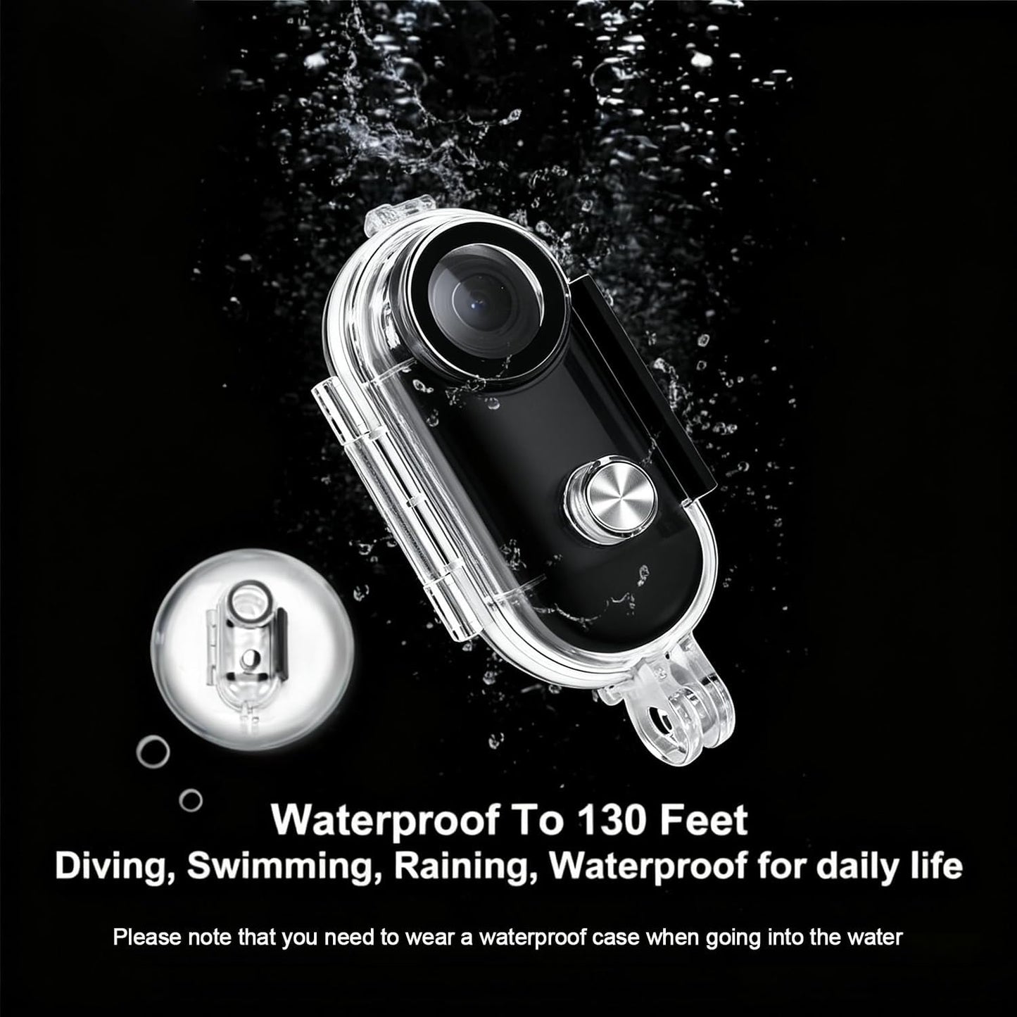 4K Mini Thumb Action Camera 64G Waterproof Magnetic Sport Camera with Helmet Bike Mount, Vlog Camera for Cycling Motorcycle Swimming（Black）