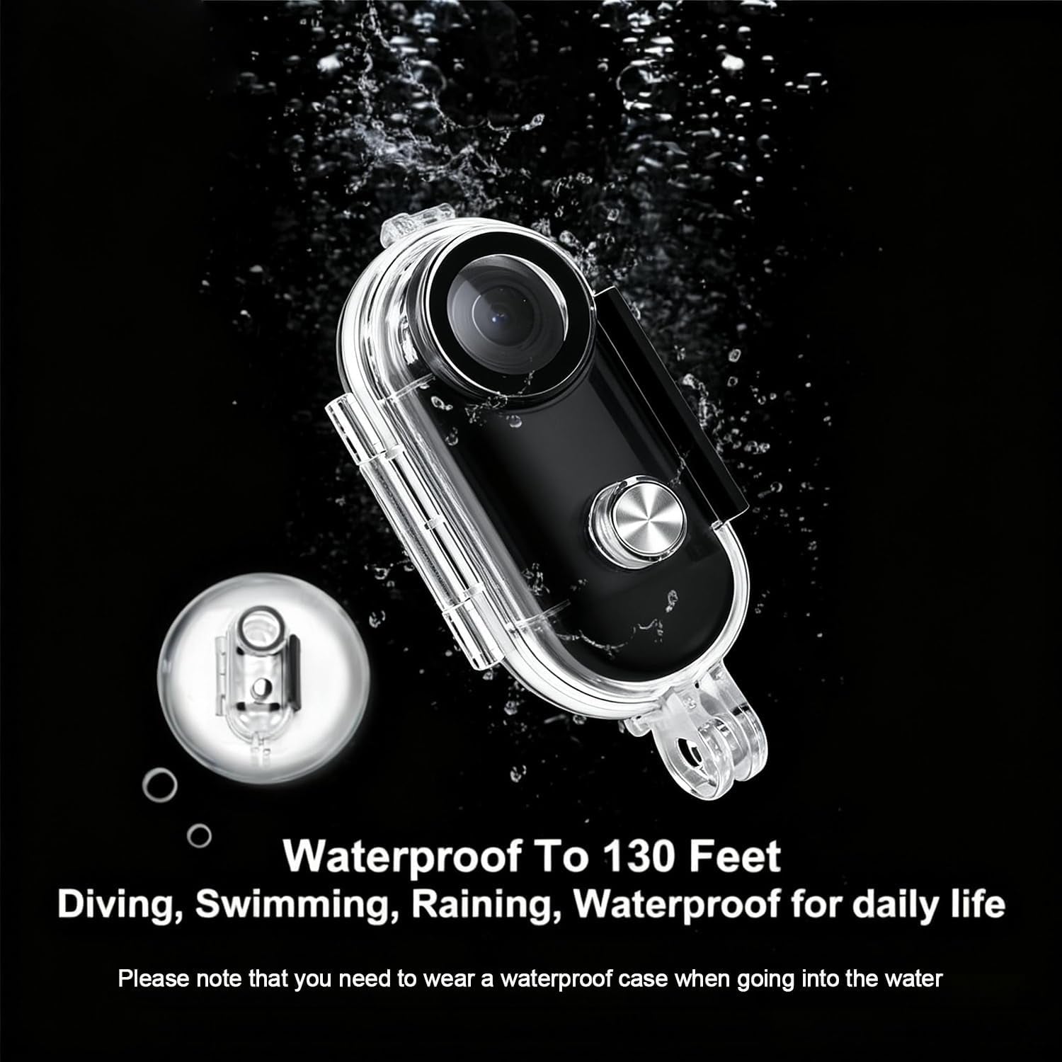4K Mini Thumb Action Camera 64G Waterproof Magnetic Sport Camera with Helmet Bike Mount, Vlog Camera for Cycling Motorcycle Swimming（Black）