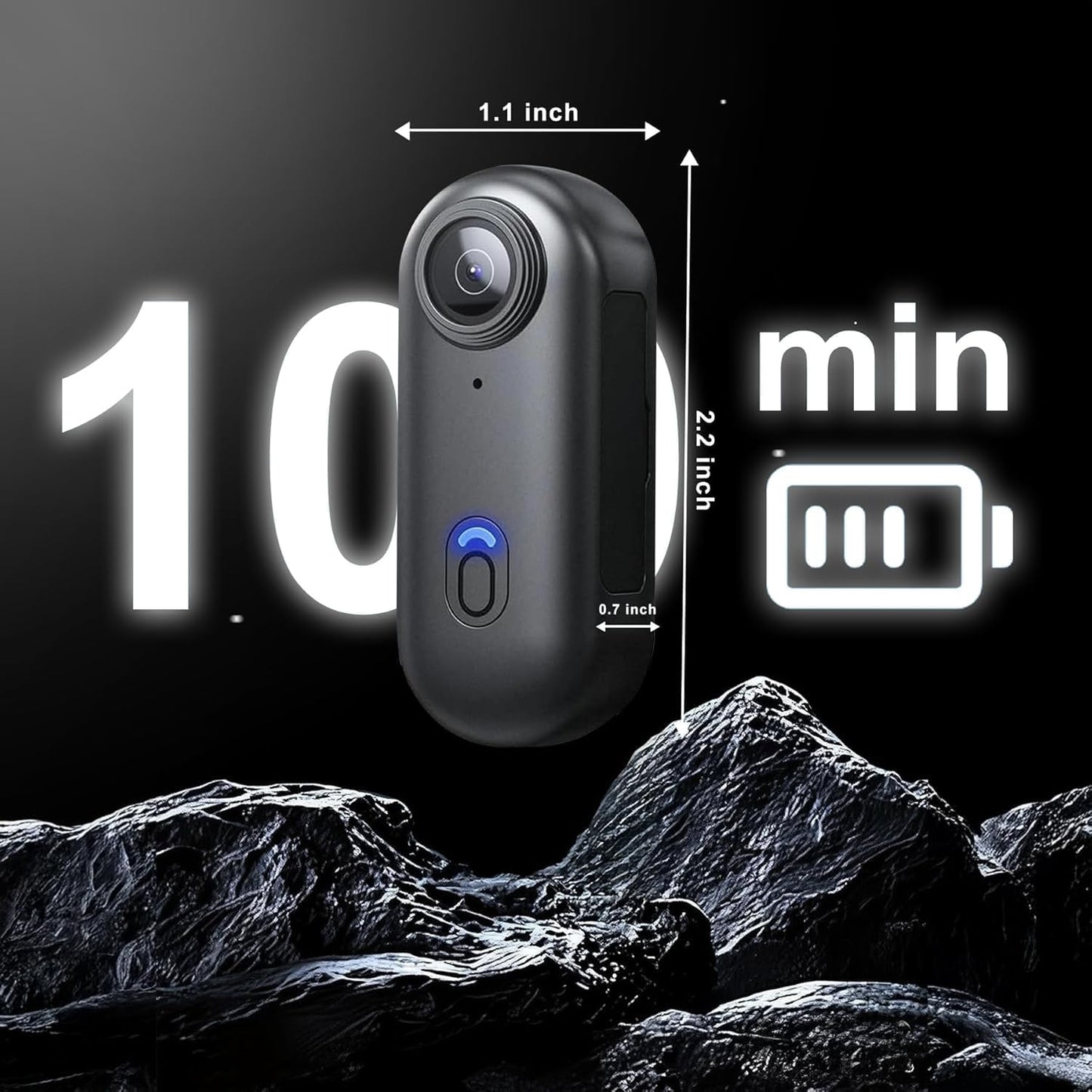 4K Mini Thumb Action Camera 64G Waterproof Magnetic Sport Camera with Helmet Bike Mount, Vlog Camera for Cycling Motorcycle Swimming（Black）