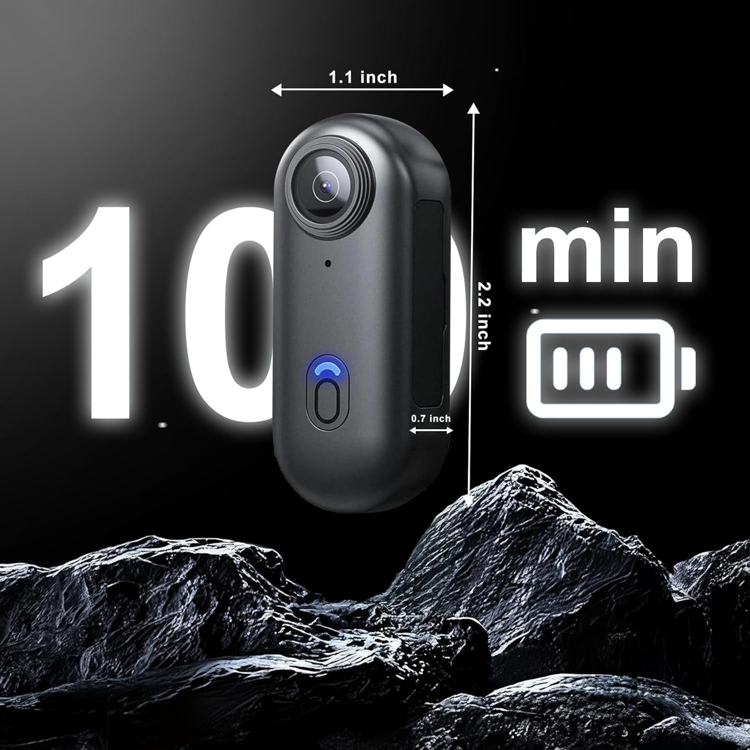 4K Mini Thumb Action Camera 64G Waterproof Magnetic Sport Camera with Helmet Bike Mount, Vlog Camera for Cycling Motorcycle Swimming（Black）