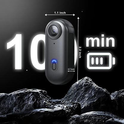 4K Mini Thumb Action Camera 64G Waterproof Magnetic Sport Camera with Helmet Bike Mount, Vlog Camera for Cycling Motorcycle Swimming（Black）