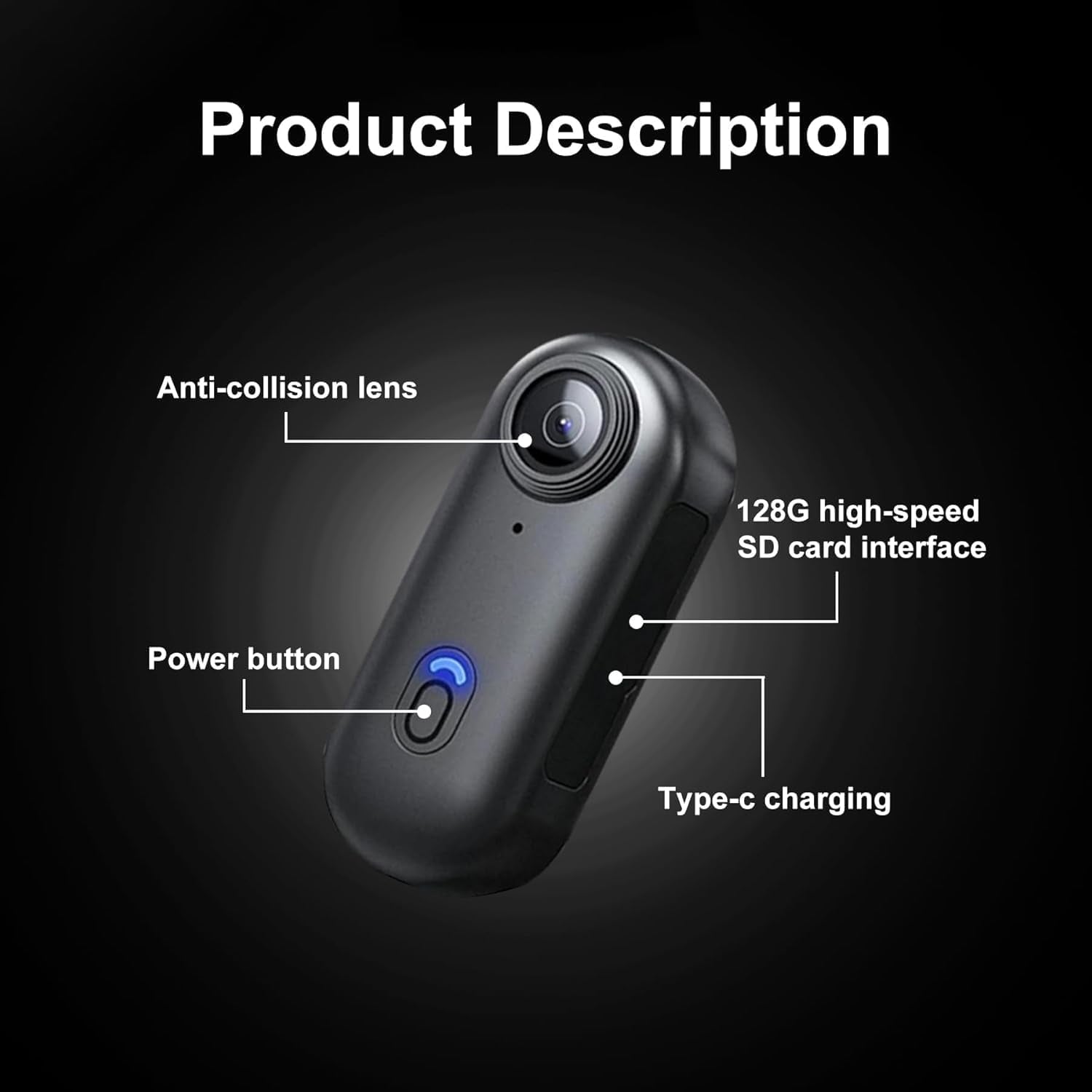 4K Mini Thumb Action Camera 64G Waterproof Magnetic Sport Camera with Helmet Bike Mount, Vlog Camera for Cycling Motorcycle Swimming（Black）
