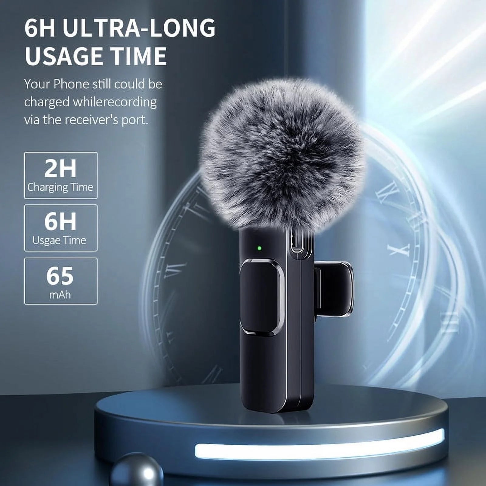 Wireless Lavalier Microphones with Noise Cancellation - 2 Mini Mics for Youtube Podcast Interview Vlog Livestreaming